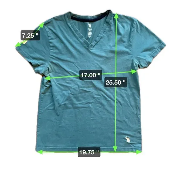 US Polo Association Green V Neck TShirt Yellow Accents Men’s Size M - Picture 5 of 5